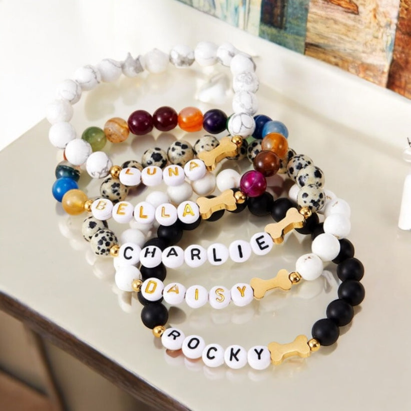 Dog name bracelet