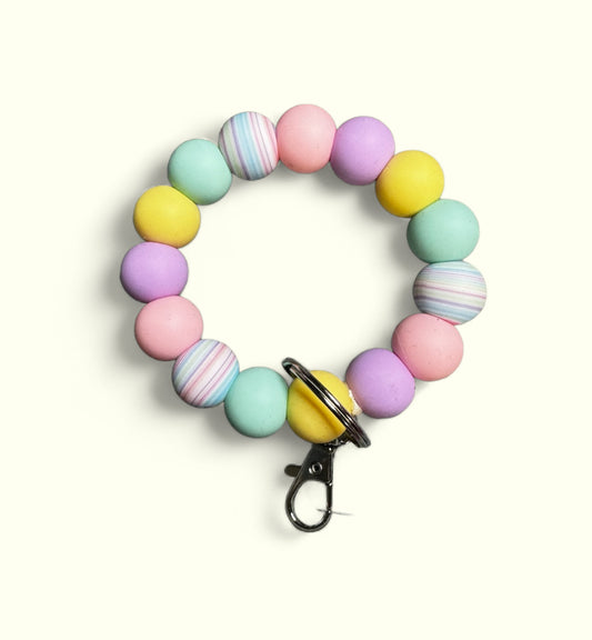 Small pastel wristlet key ring