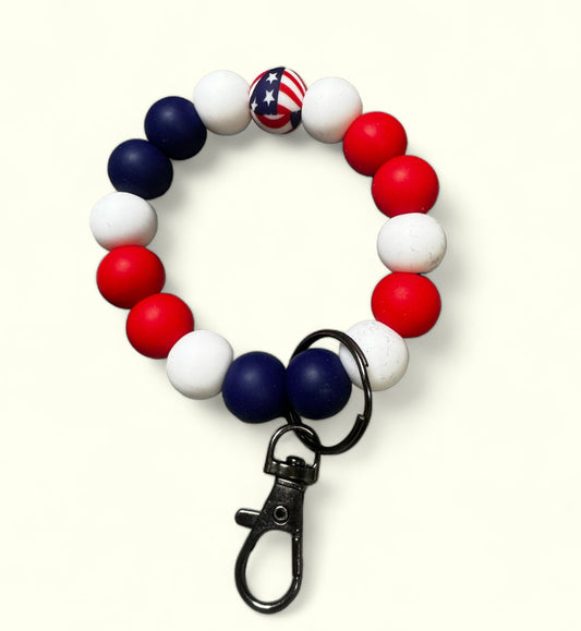 Patriotic wristlet key chain